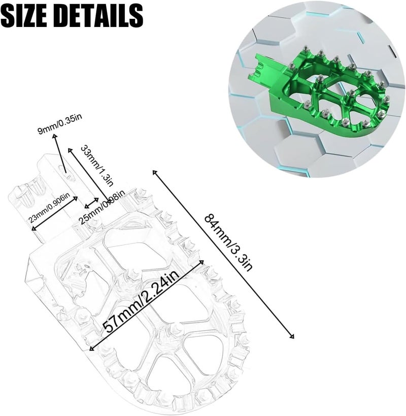 Adsspro Motorcycle CNC Aluminum Foot Pegs Foot Pedals Rests Footpegs For CT200U CT200U-EX BT200X CT100U Mega Moto Trail 100cc 212cc 196cc mini bikes Dirt Pit Bike (Green) - Image 2